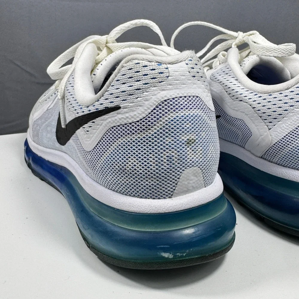 Nike Air Max 2014 Running Shoes Mens 10 White Blue Black 621077-104 Mesh Low Top